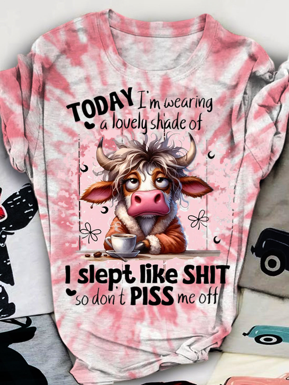 T-shirt ras du cou à imprimé vache drôle