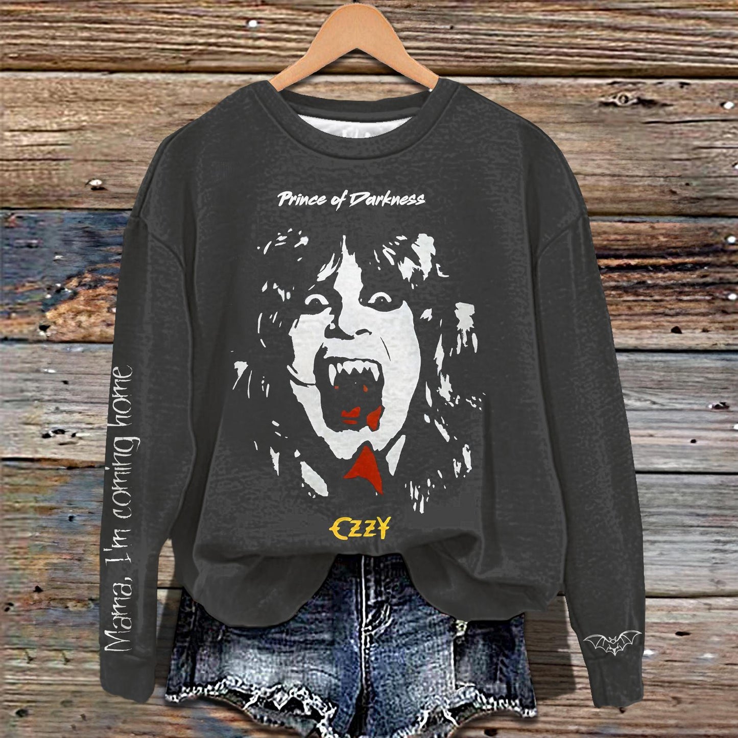 In Memory of Ozzy Osbourne Printed Long Sleeve Casual Top