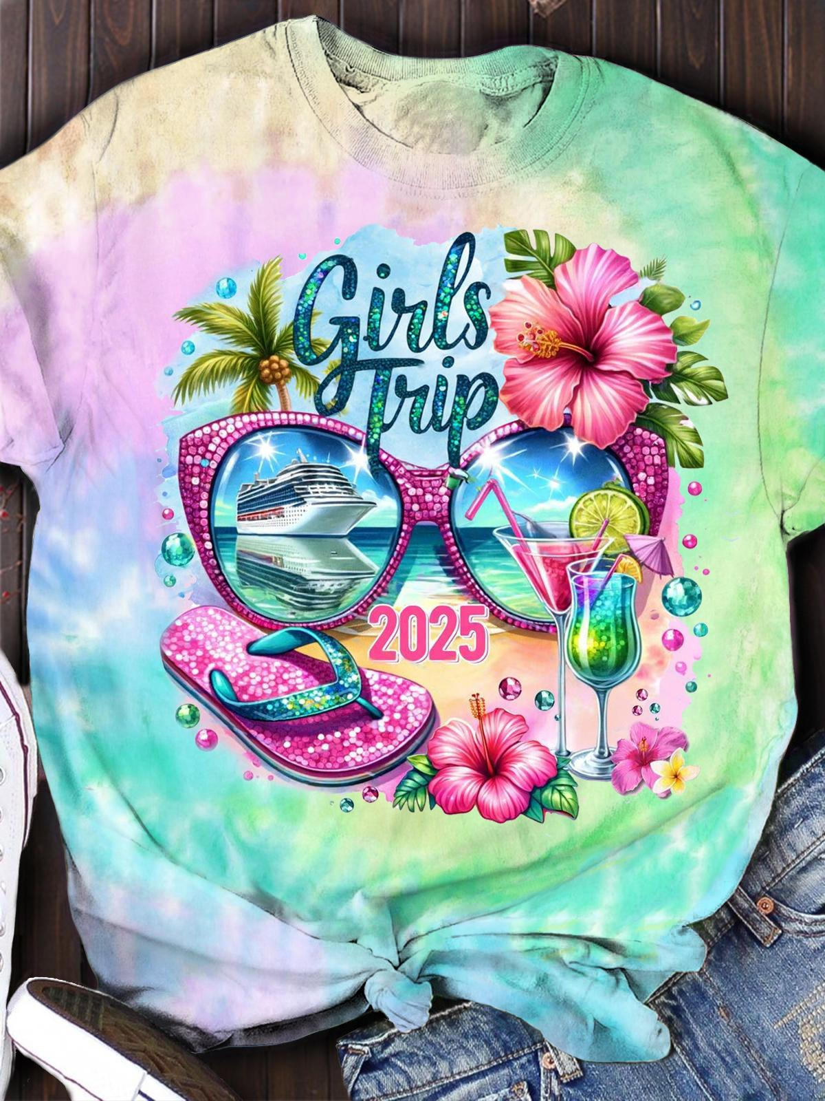 T-Shirt mit Rundhalsausschnitt „Girls Trip 2025“