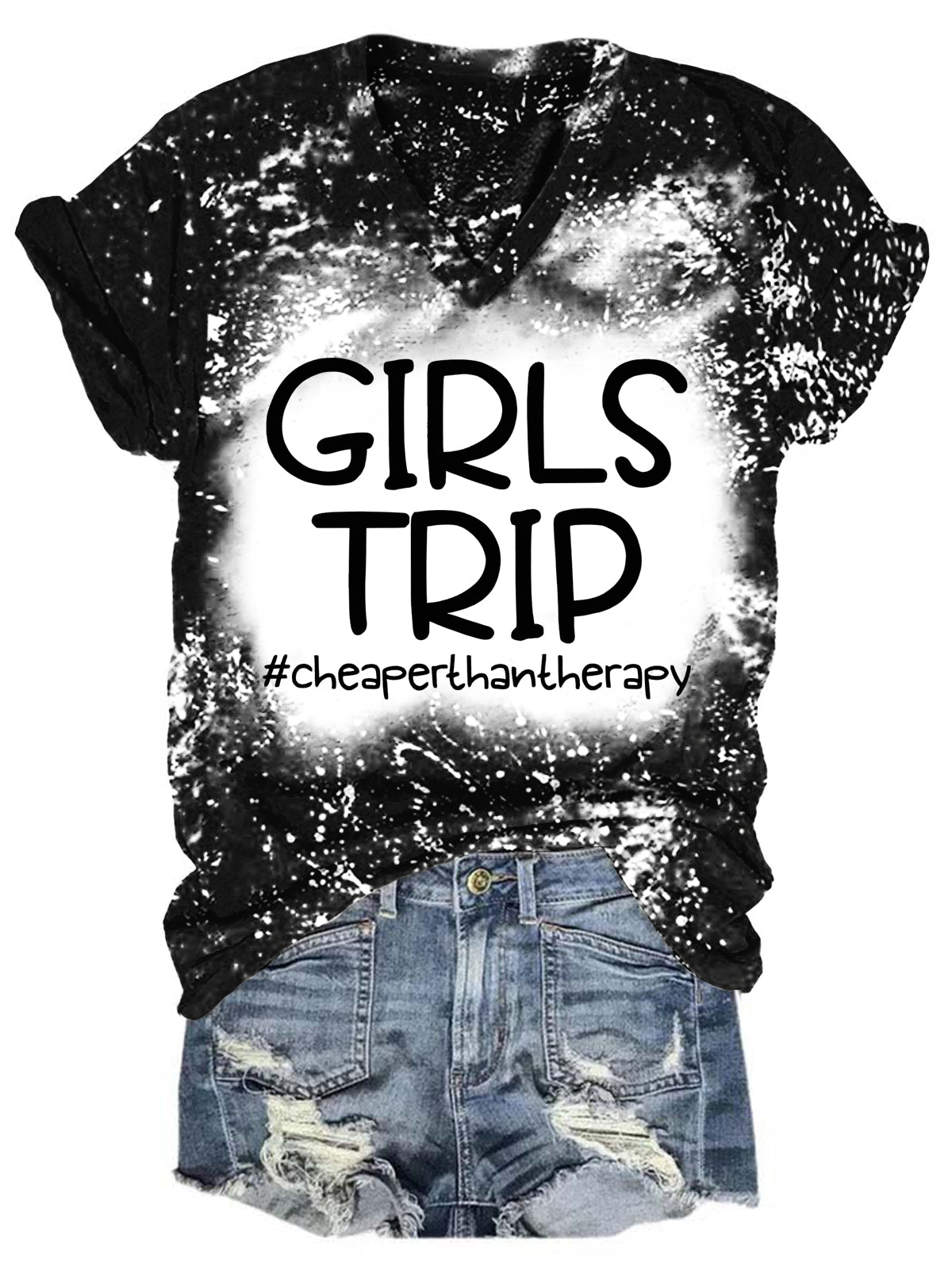 T-shirt col V blanchissant pour filles