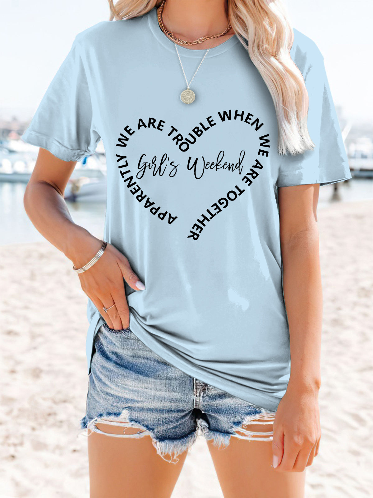 T-shirt à manches courtes imprimé week-end pour filles