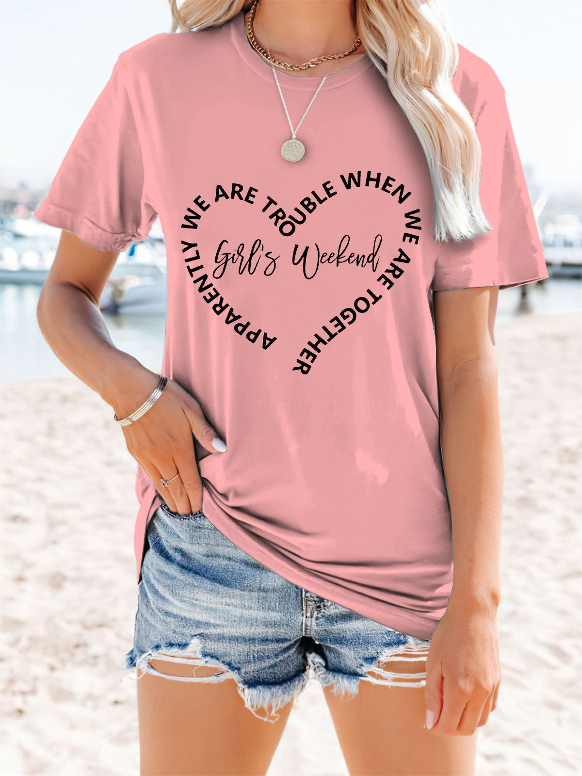 T-shirt à manches courtes imprimé week-end pour filles