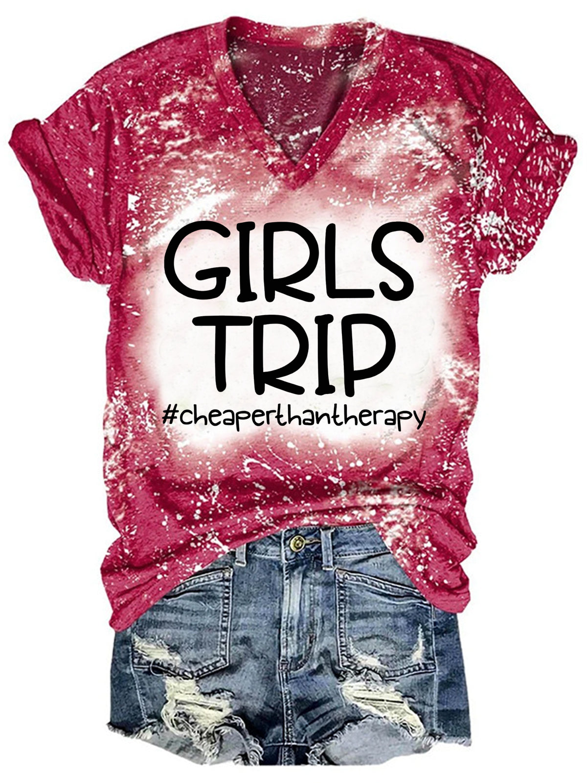 T-shirt col V blanchissant pour filles