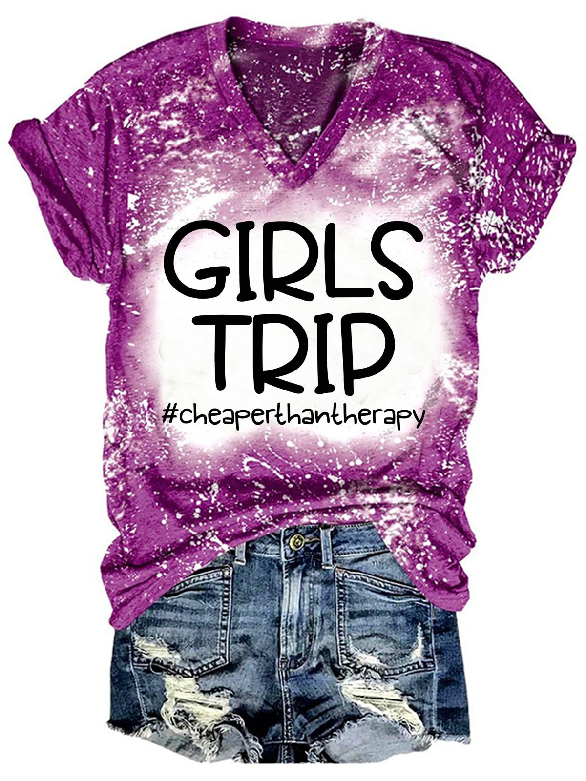 T-shirt col V blanchissant pour filles