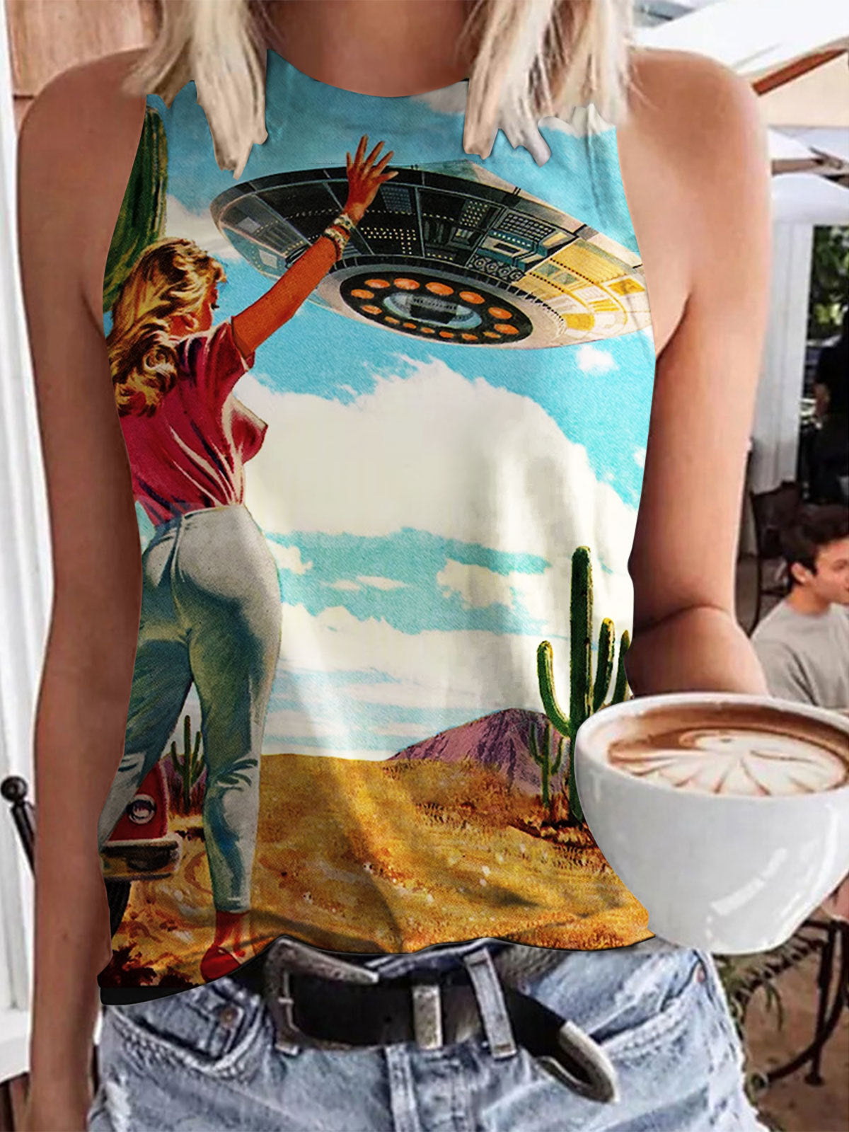 Lässiges Tanktop mit Western-Print für Damen