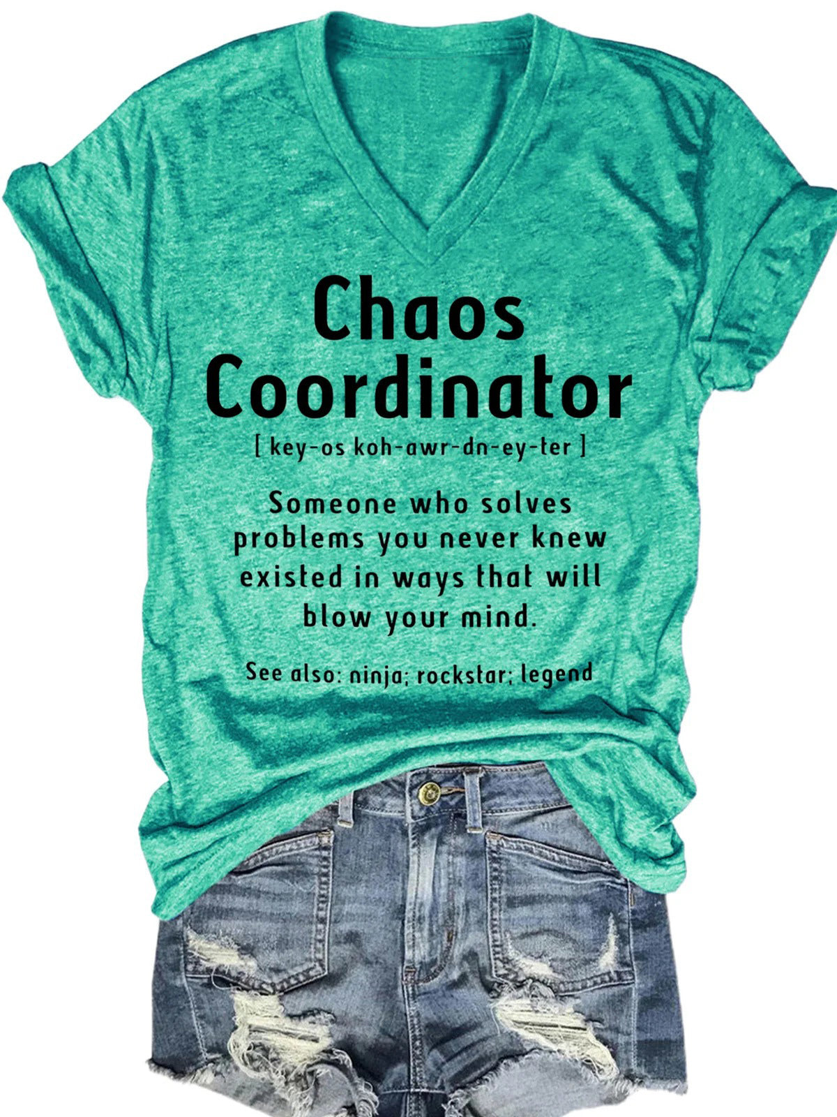 Funny Chaos Coordinator V-Neck Short Sleeve T-Shirt