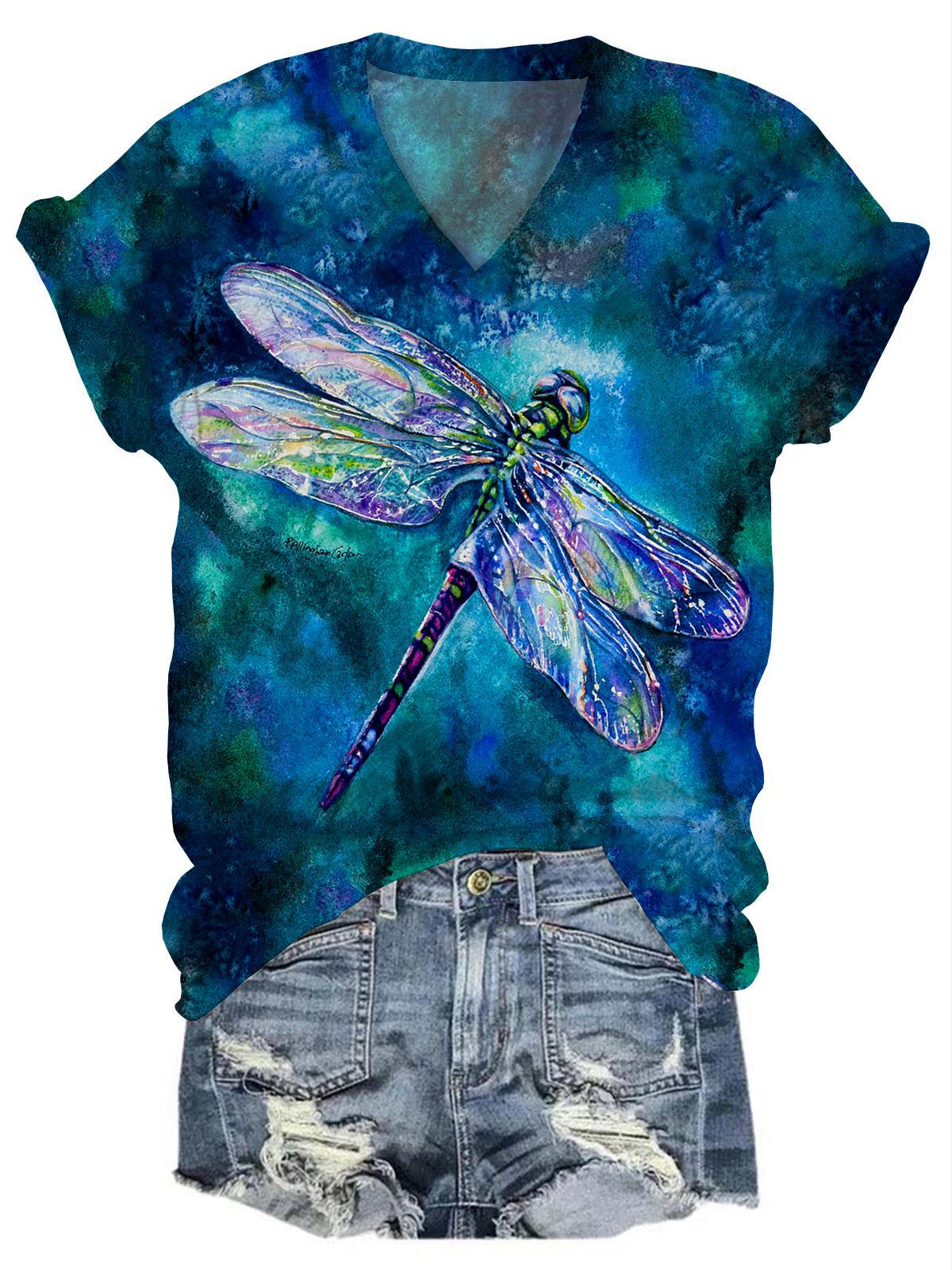 Libelle T-Shirt mit V-Ausschnitt