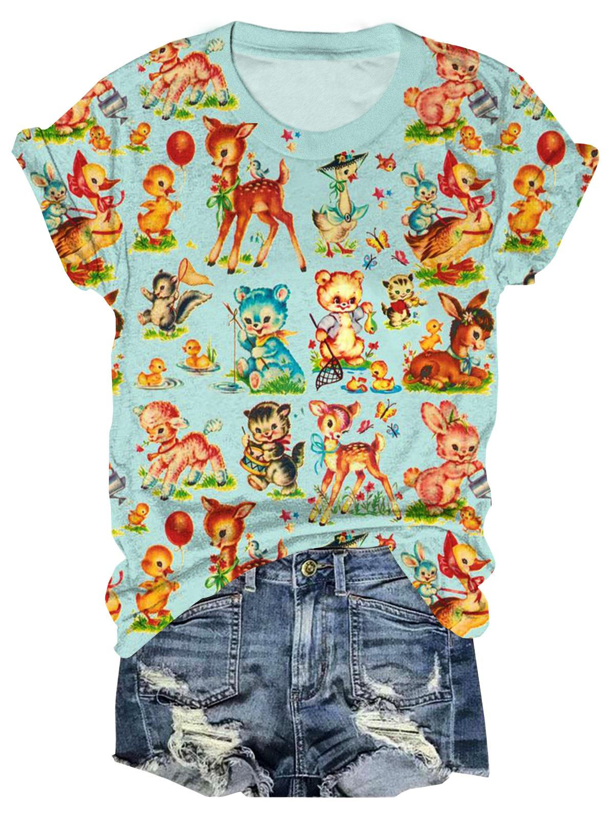 ヴィンテージ ベビーアニマル クルーネック Tシャツ