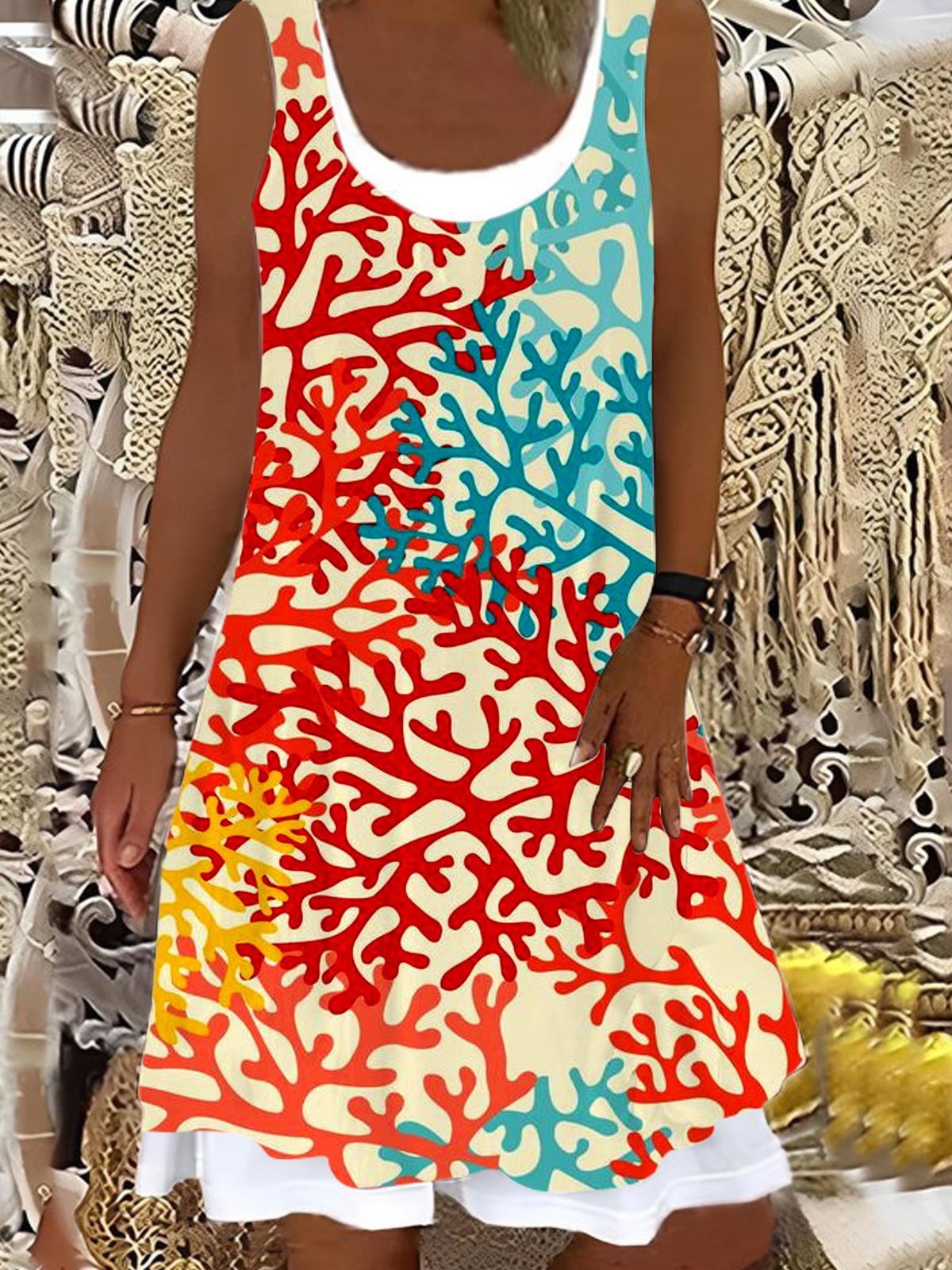 하와이안 코랄린 레이디스 폴스 투 드레스