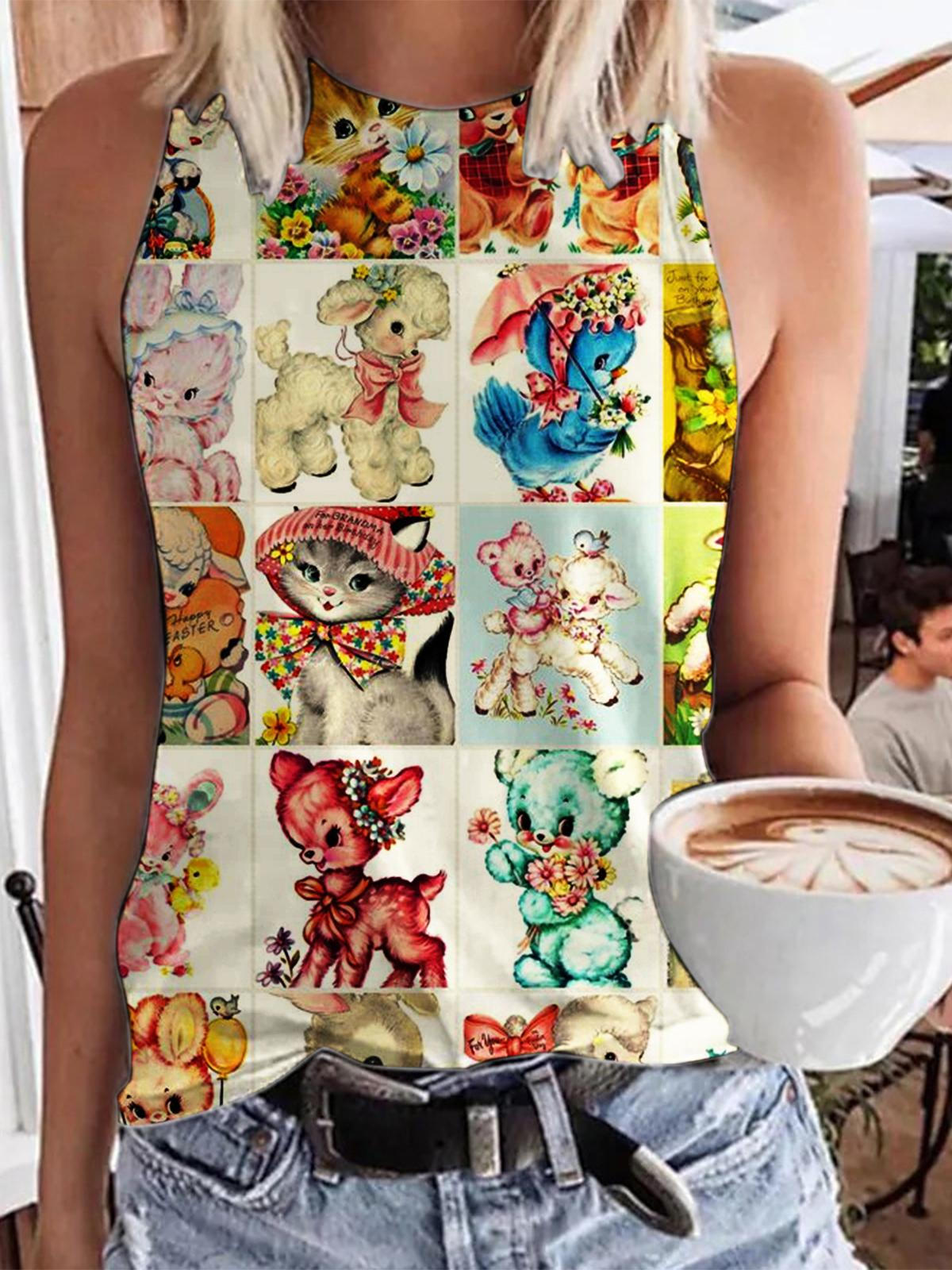 Tanktop im Vintage-Retro-Tiermuster
