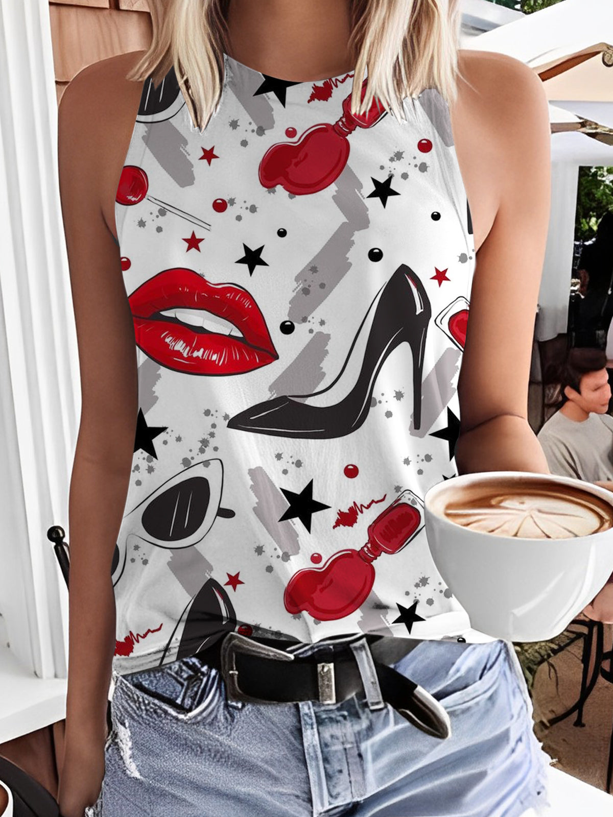 Lässiges bedrucktes Tanktop „Valentine“ für Damen