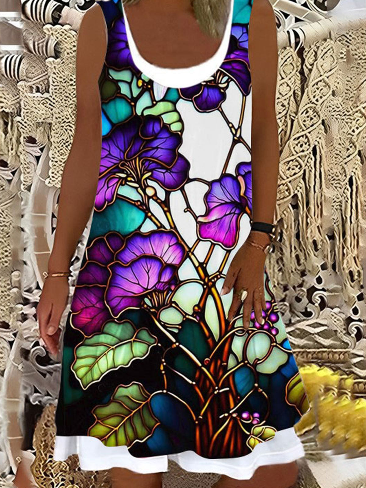 False Two Kleid mit Blumenmuster