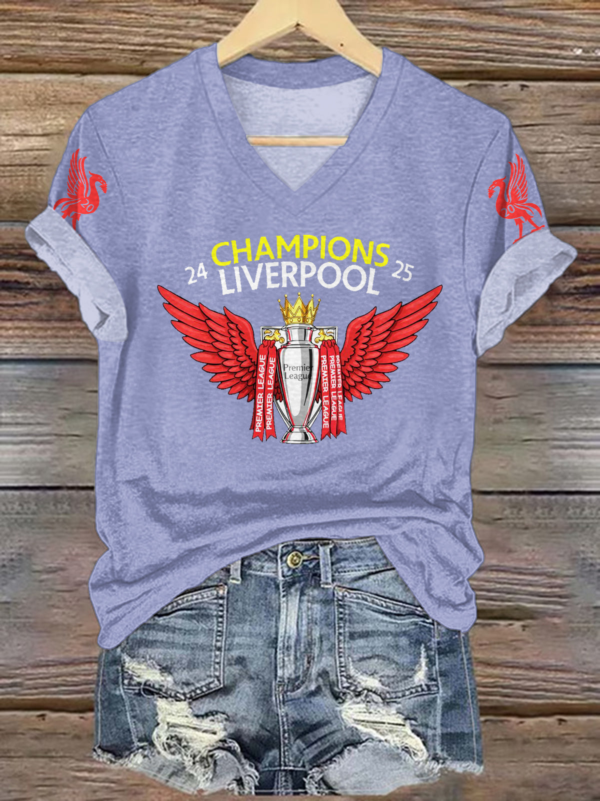 Liverpool Champions 2025 Retro V-neck T-Shirt