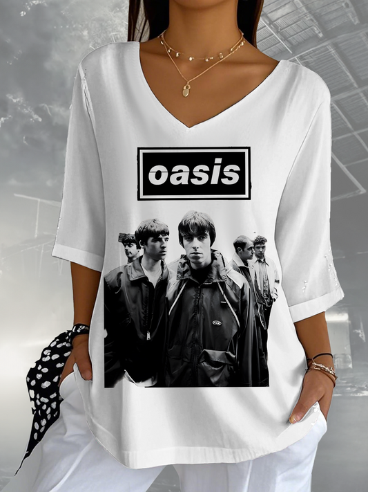 Oasis 2025 Tour Ladies Loose 3/4 Sleeve Top