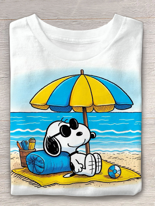 Fun Snoopy Vacation Crew Neck T-shirt