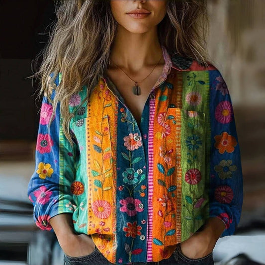 Women's Vintage Floral Print Blouse