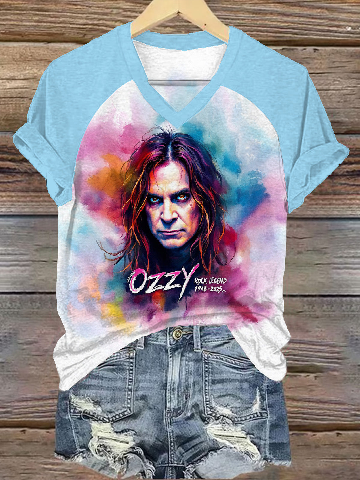 Ozzy Osbourne Art Painting V-Neck T-shirt