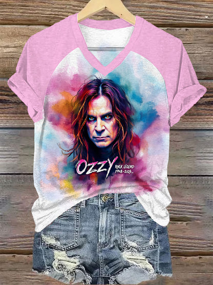 Ozzy Osbourne Art Painting V-Neck T-shirt