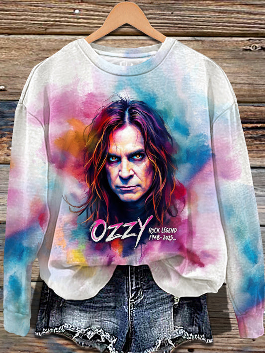 Ozzy Osbourne Art Printed Long Sleeve Casual Top