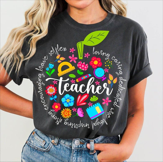 Back to School Teacher Life Crew Neck Cotton Tee
