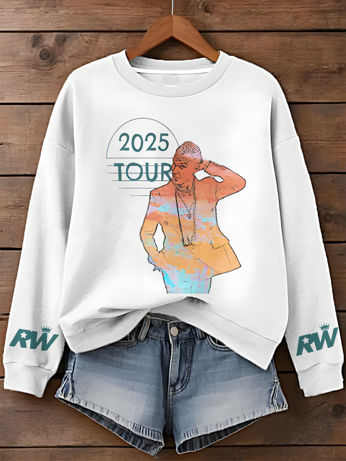 Robbie Williams 2025 Tour Printed Long Sleeve Casual Top