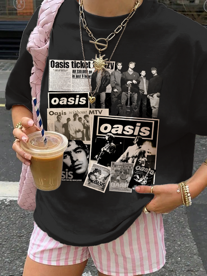 Oasis Band Fans Crew Neck Cotton Tee