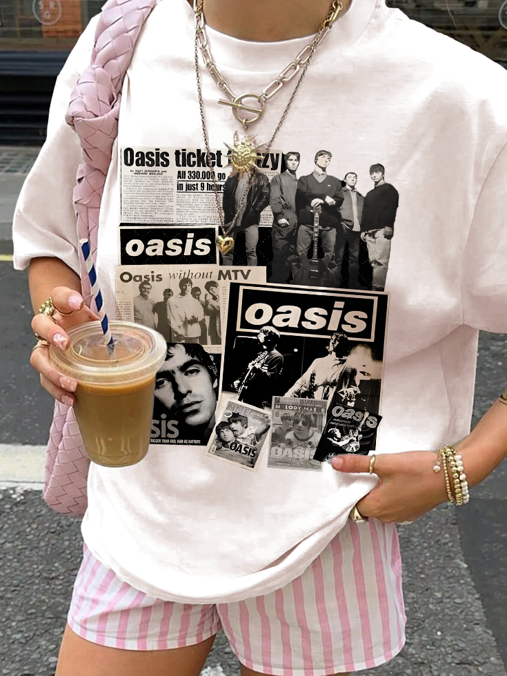 Oasis Band Fans Crew Neck Cotton Tee