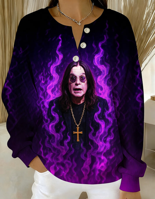 Ozzy Legends Never Die Knitted Button Long-Sleeved Top