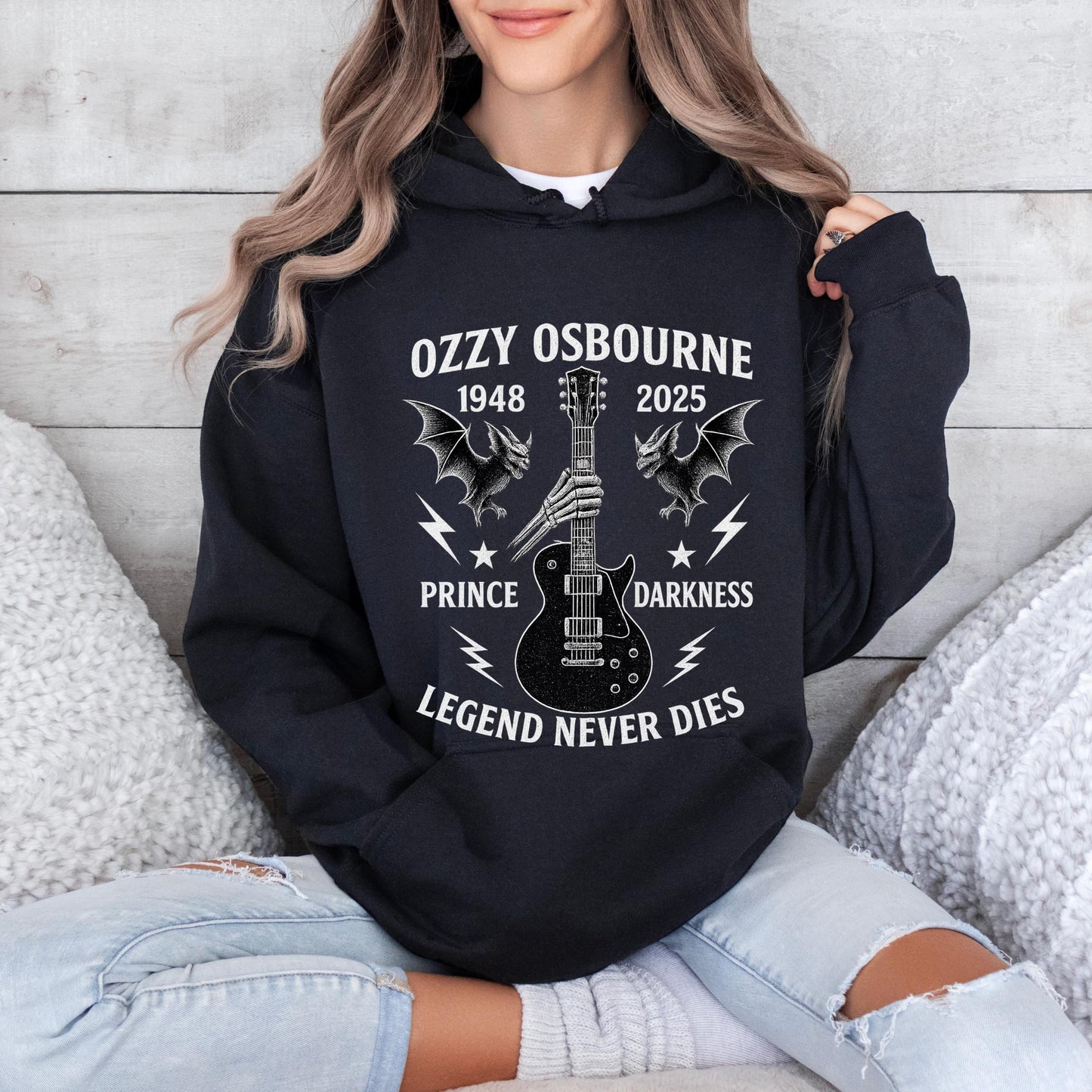 Ozzy Osbourne Loose Fit Hooded Sweatshirt With Pockets