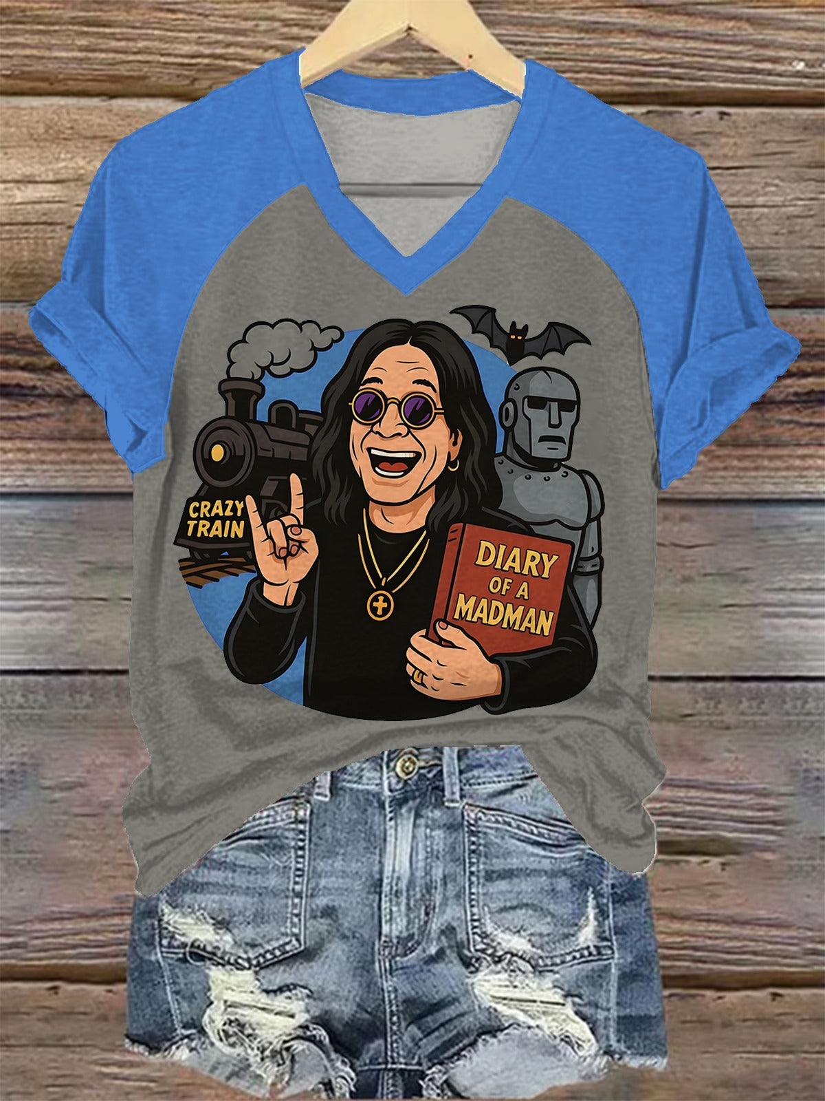 オジー・オズボーン レディース ラグラン Vネック Tシャツ