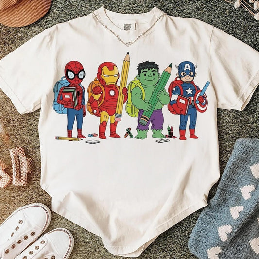 Superhero Back To School Crew Neck T-shirt