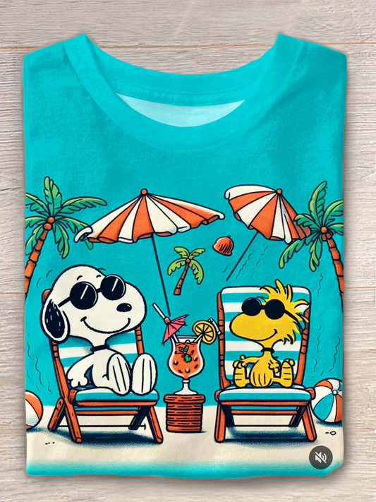 Fun Vacation Snoopy Crew Neck T-shirt