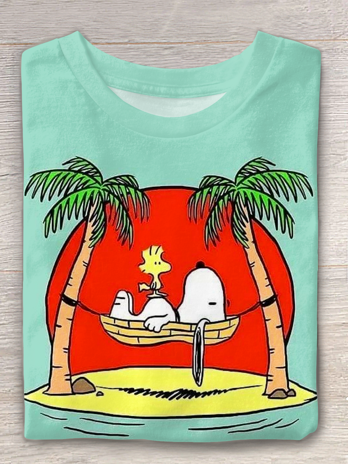Snoopy At The Beach Crew Neck T-shirt