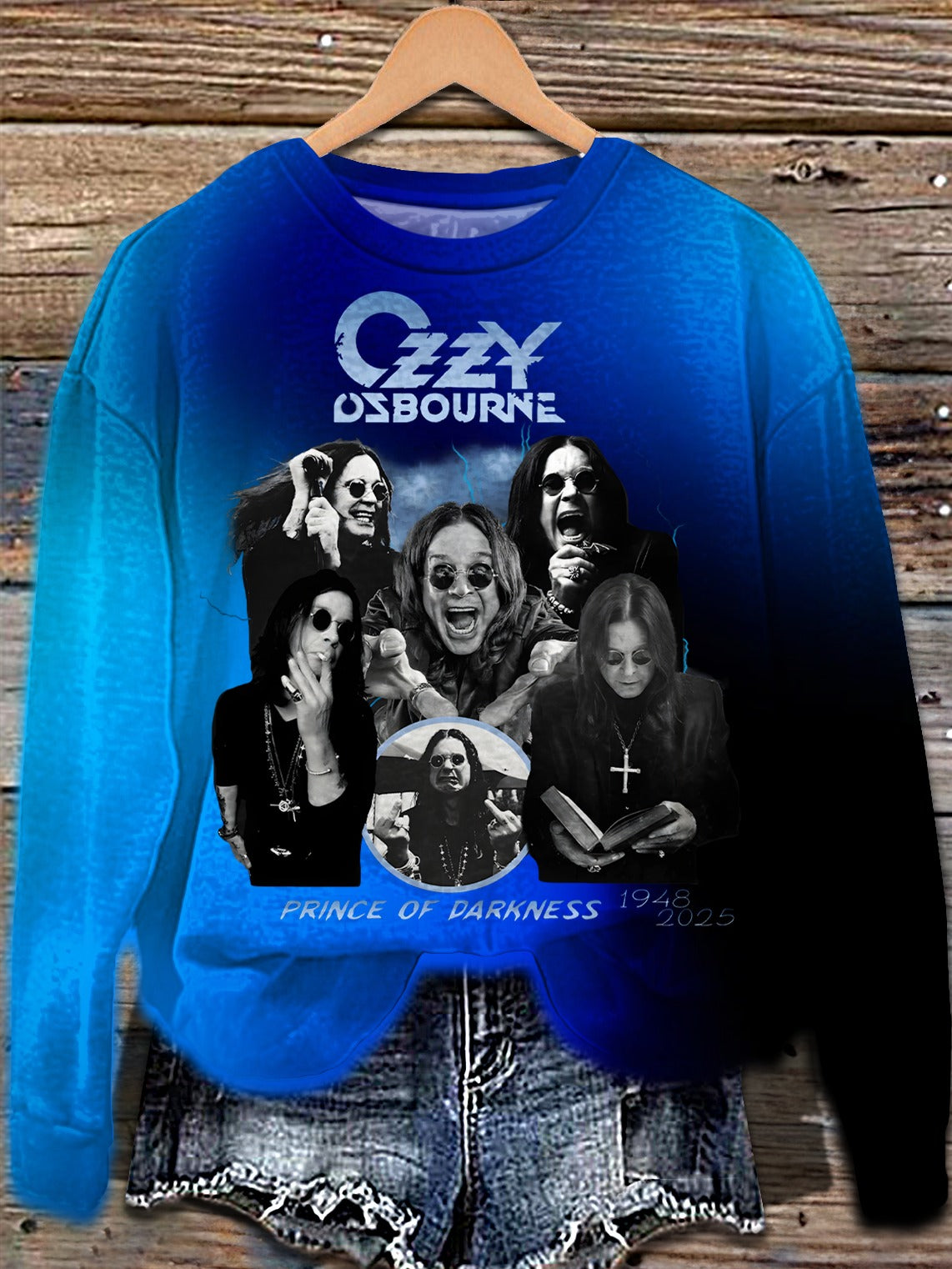 In Memory of Ozzy Osbourne Printed Long Sleeve Casual Top