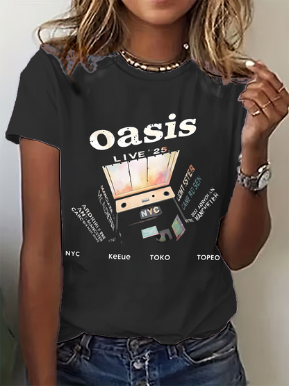 オアシス 2025 ツアー ミュージックファン クルーネック Tシャツ