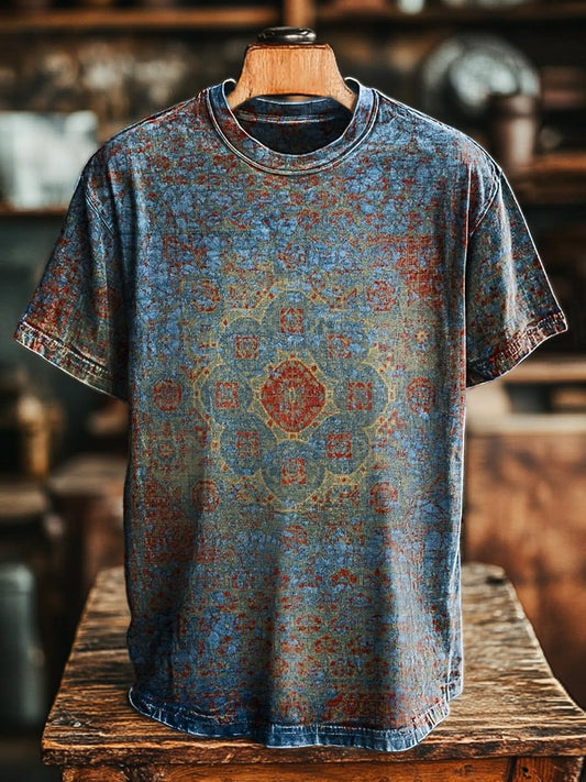 Vintage Abstract Ethnic Floral Print Casual T-Shirt