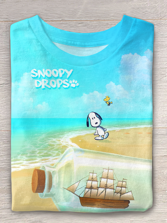 Snoopy At The Beach Crew Neck T-shirt