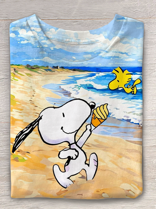 Fun Vacation Snoopy Crew Neck T-shirt