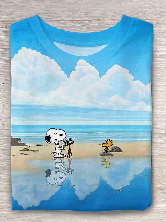 Beach Vacation Snoopy Crew Neck T-shirt