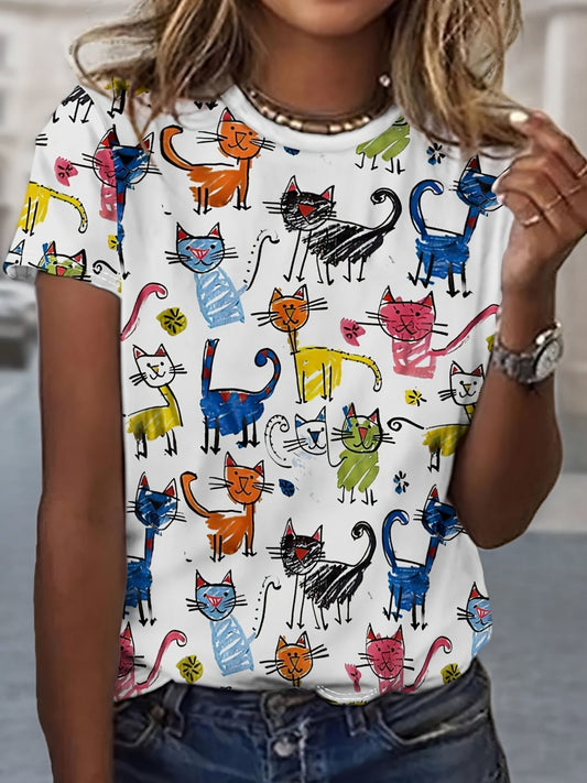 Jersey Animal Picture Casual T-Shirt