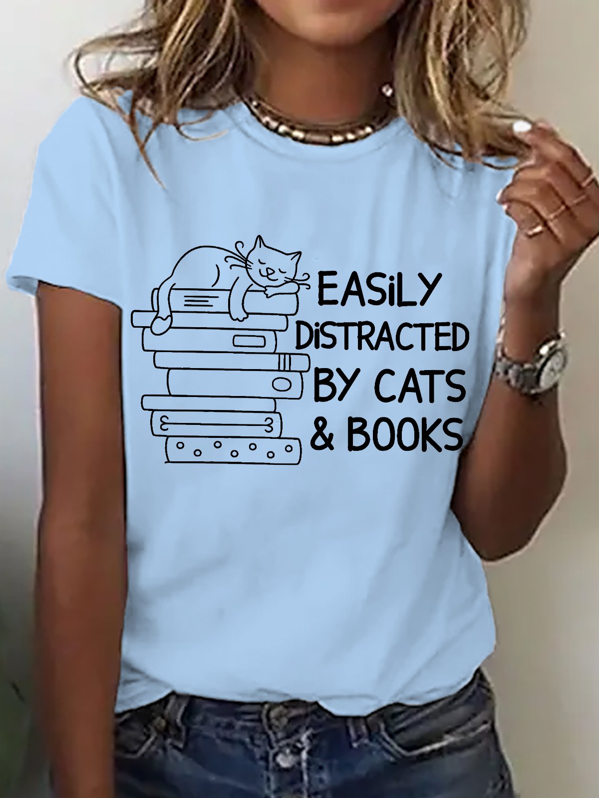 Easily Distracted By Cats And Books T-shirt