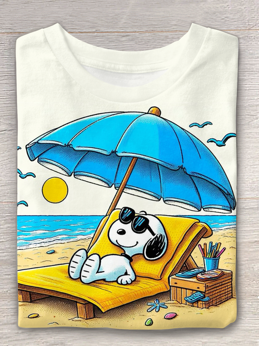 Beach Vacation Snoopy Crew Neck T-shirt