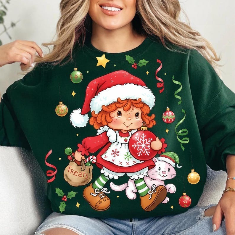 Vintage Christmas Printed Long Sleeve Casual Top
