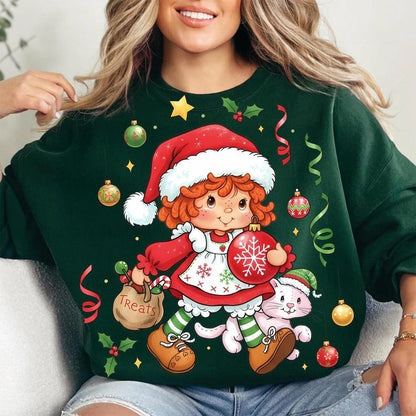 Vintage Christmas Printed Long Sleeve Casual Top