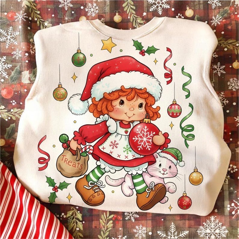 Vintage Christmas Printed Long Sleeve Casual Top