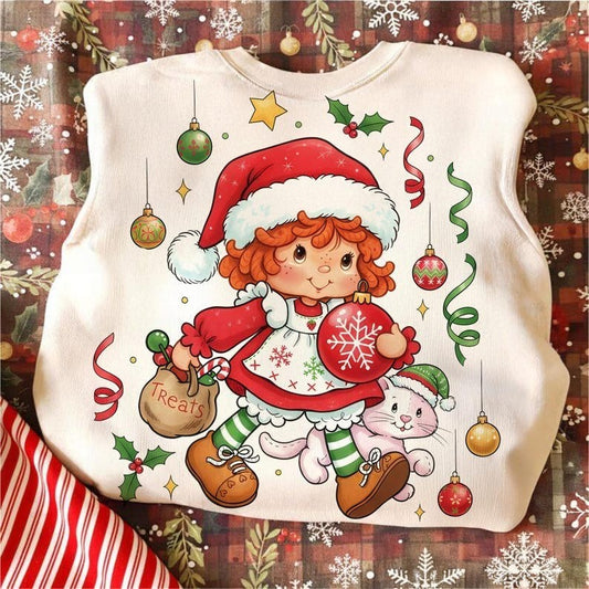 Vintage Christmas Printed Long Sleeve Casual Top