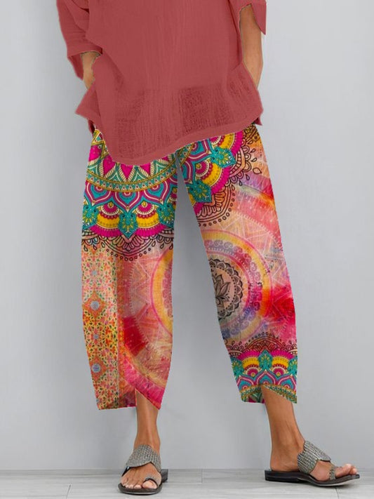 Vintage Bohemian Folk Floral Women's casual trousers