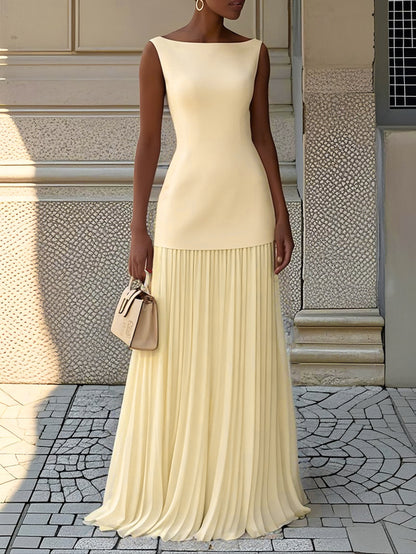 Women's Solid Colour Sleeveless Knitted Vest Sexy Slim Maxi Dress