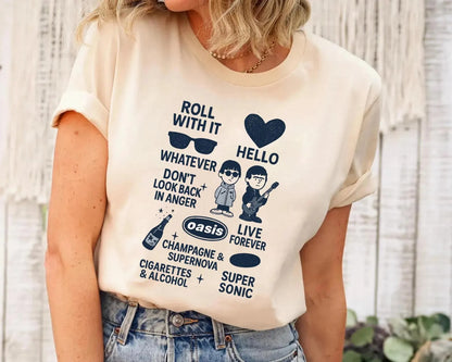 オアシス 2025 ツアーファン ユニセックス コットン Tシャツ
