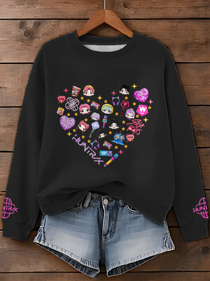 Demon Hunters Printed Long Sleeve Casual Top